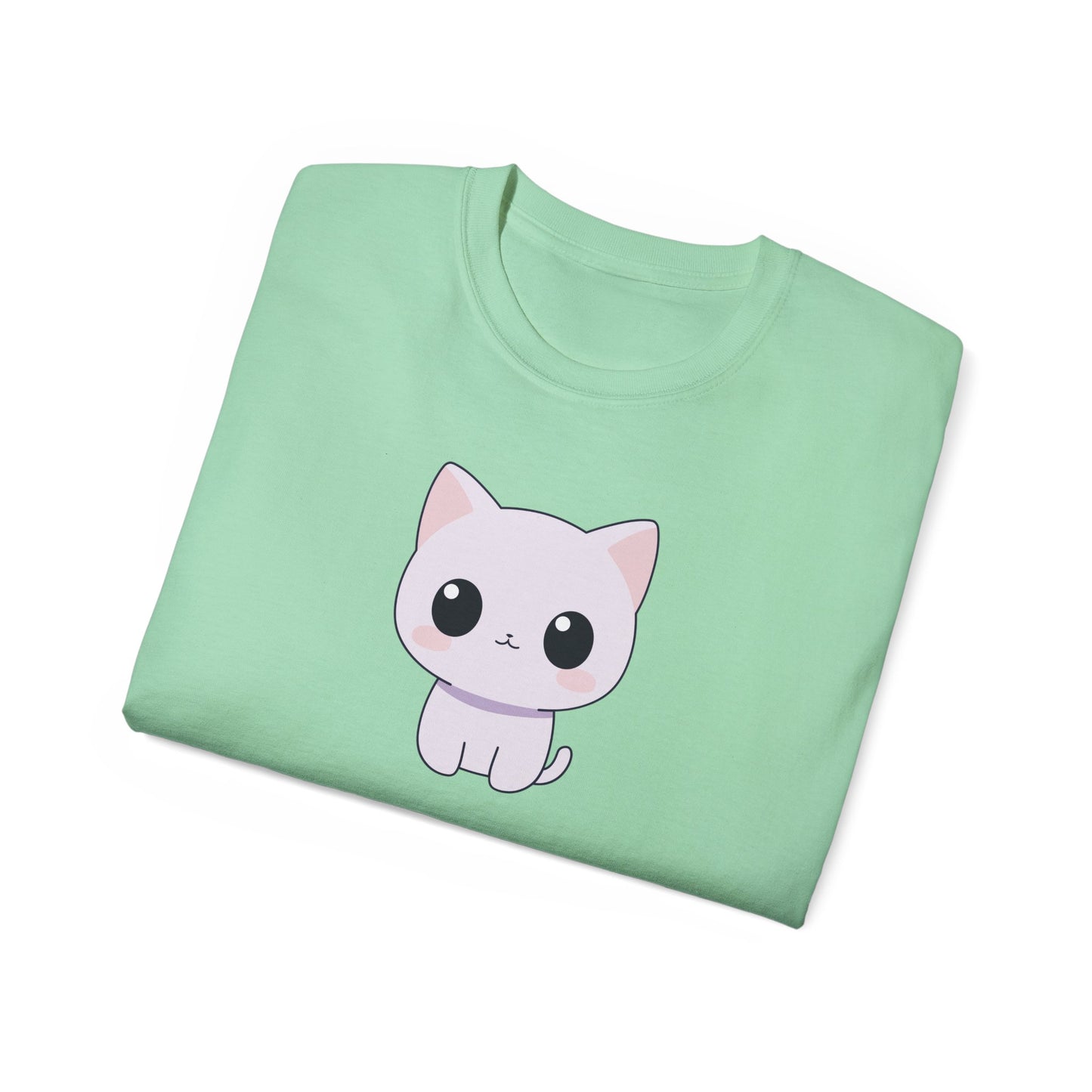 Cat Print T-shirt Folded