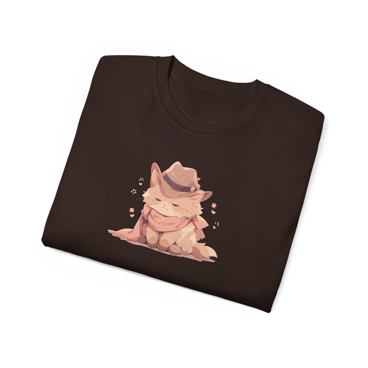 Cat Cowboy Shirt Dark Chocolate Colored Folded