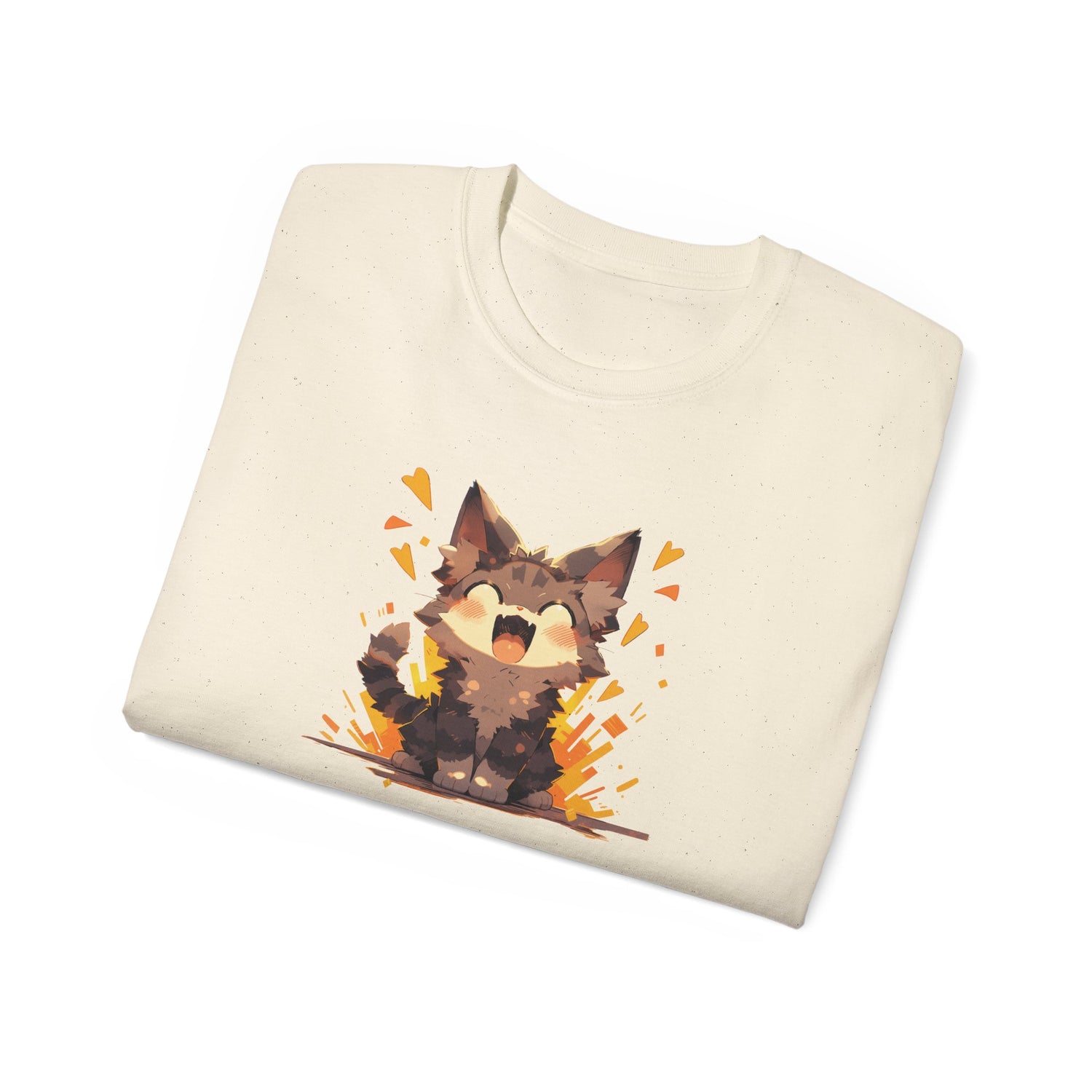 Catzilla T-shirt Natural Colored Folded